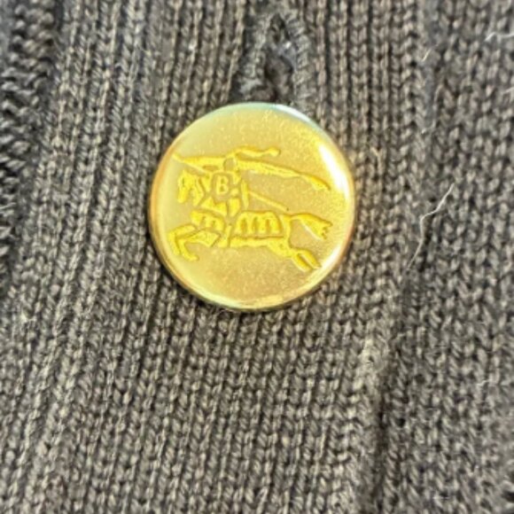 VTG Burberry Black Cable Knit Cardigan Sz 40 - Picture 6 of 8
